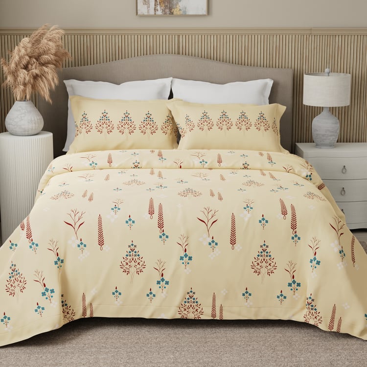 BOUTIQUE LIVING Valatia Karigiri Cotton 200TC Floral Print 3Pcs Queen Bedsheet Set