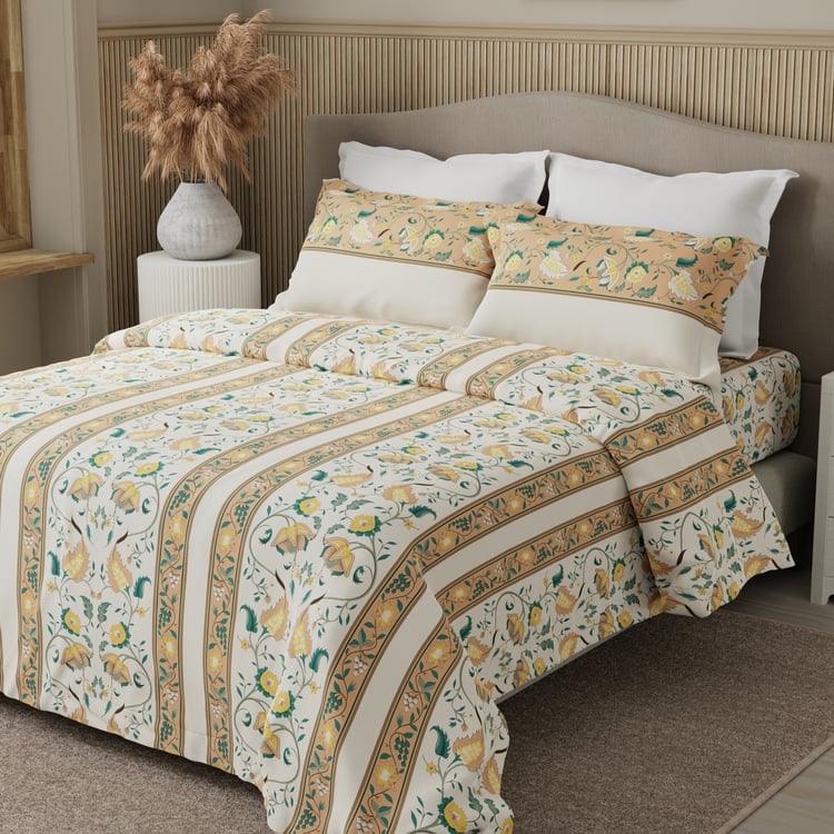 BOUTIQUE LIVING Valatia Karigiri Cotton 200TC Ethnic Print 3Pcs Queen Bedsheet Set