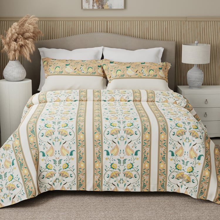 BOUTIQUE LIVING Valatia Karigiri Cotton 200TC Ethnic Print 3Pcs Queen Bedsheet Set