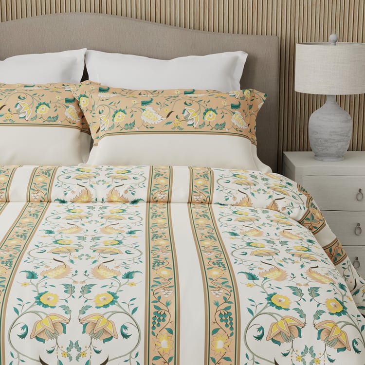 BOUTIQUE LIVING Valatia Karigiri Cotton 200TC Ethnic Print 3Pcs Queen Bedsheet Set