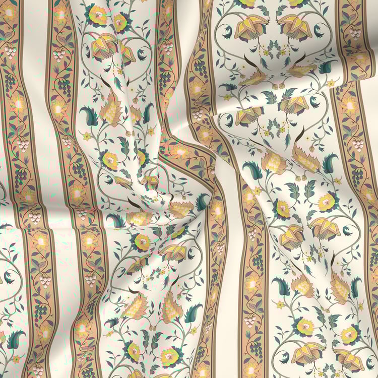 BOUTIQUE LIVING Valatia Karigiri Cotton 200TC Ethnic Print 3Pcs Queen Bedsheet Set