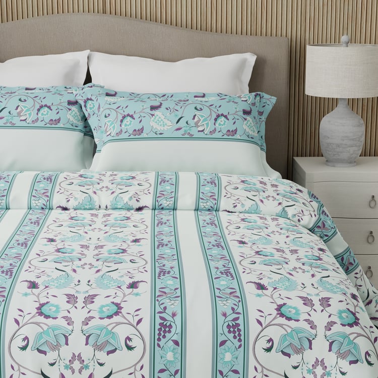 BOUTIQUE LIVING Valatia Karigari Cotton 200TC Floral Print 3Pcs Queen Bedsheet Set