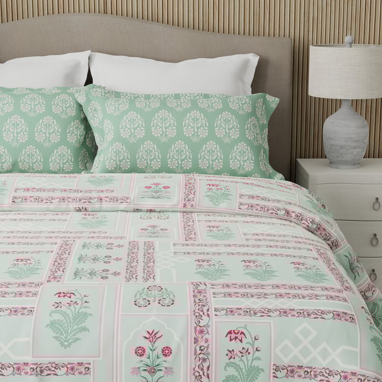 BOUTIQUE LIVING Valatia Karigiri Cotton 200TC Floral Print 3Pcs Queen Bedsheet Set