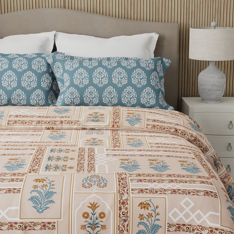 BOUTIQUE LIVING Valatia Karigiri Cotton 200TC Ethnic Print 3Pcs Queen Bedsheet Set