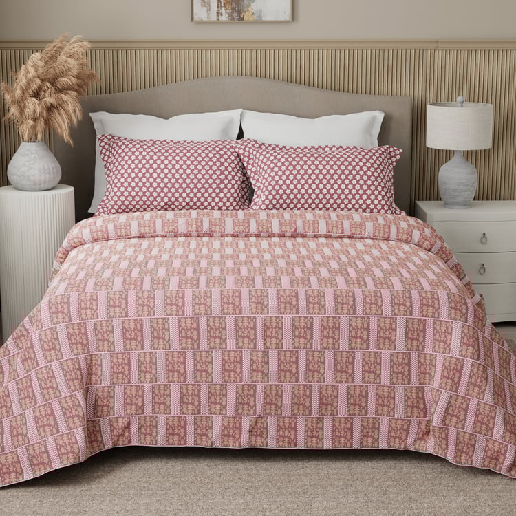 BOUTIQUE LIVING Valatia Karigiri Cotton 200TC Ethnic Print 3Pcs Queen Bedsheet Set