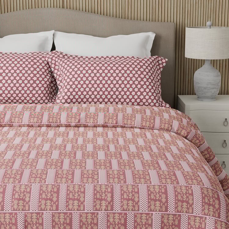 BOUTIQUE LIVING Valatia Karigiri Cotton 200TC Ethnic Print 3Pcs Queen Bedsheet Set
