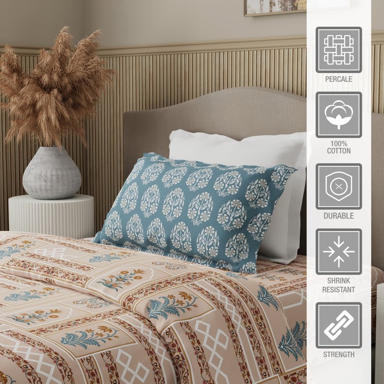 BOUTIQUE LIVING Valatia Karigiri Cotton 200TC Ethnic Print 2Pcs Single Bedsheet Set