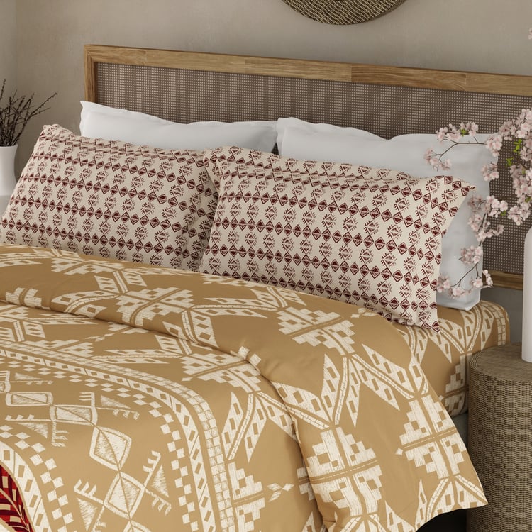 BOUTIQUE LIVING Valatia Gypsy Cotton 200TC Ethnic Print 3Pcs Queen Bedsheet Set