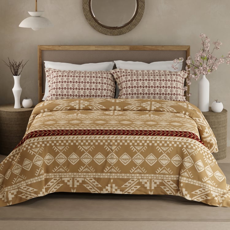 BOUTIQUE LIVING Valatia Gypsy Cotton 200TC Ethnic Print 3Pcs Queen Bedsheet Set