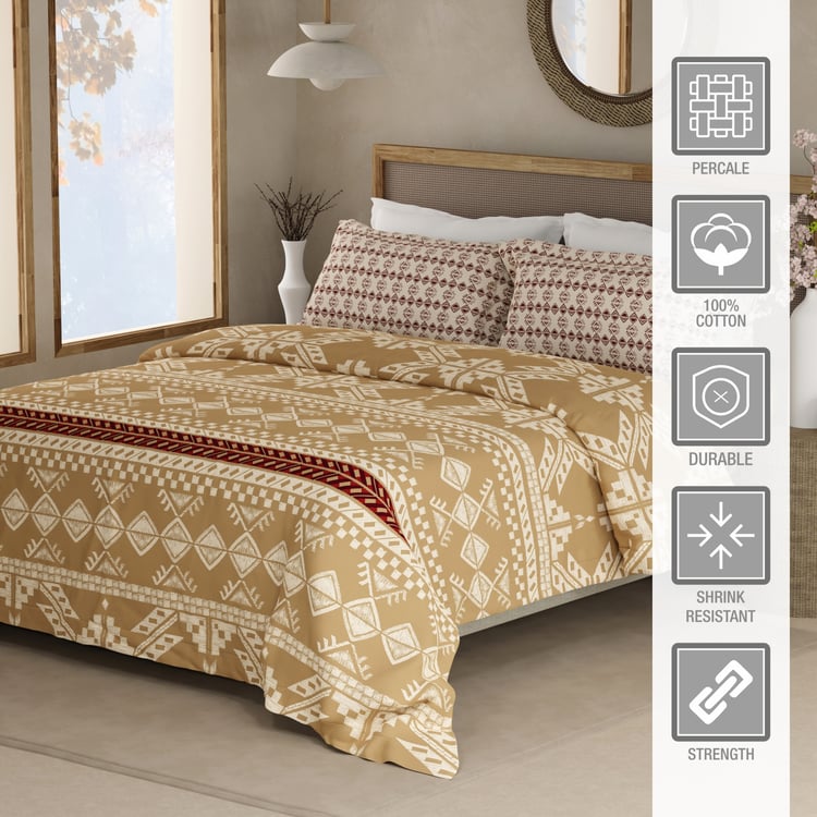 BOUTIQUE LIVING Valatia Gypsy Cotton 200TC Ethnic Print 3Pcs Queen Bedsheet Set