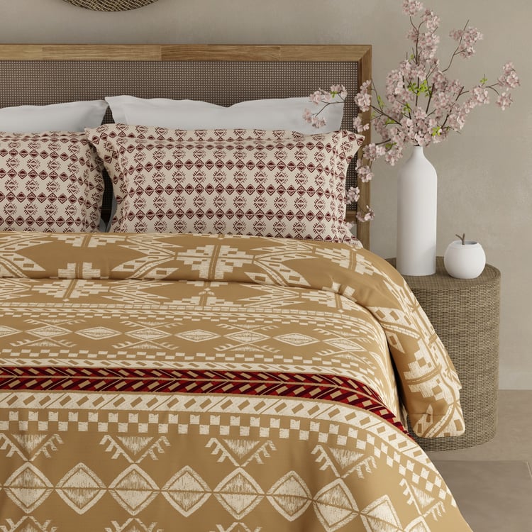 BOUTIQUE LIVING Valatia Gypsy Cotton 200TC Ethnic Print 3Pcs Queen Bedsheet Set