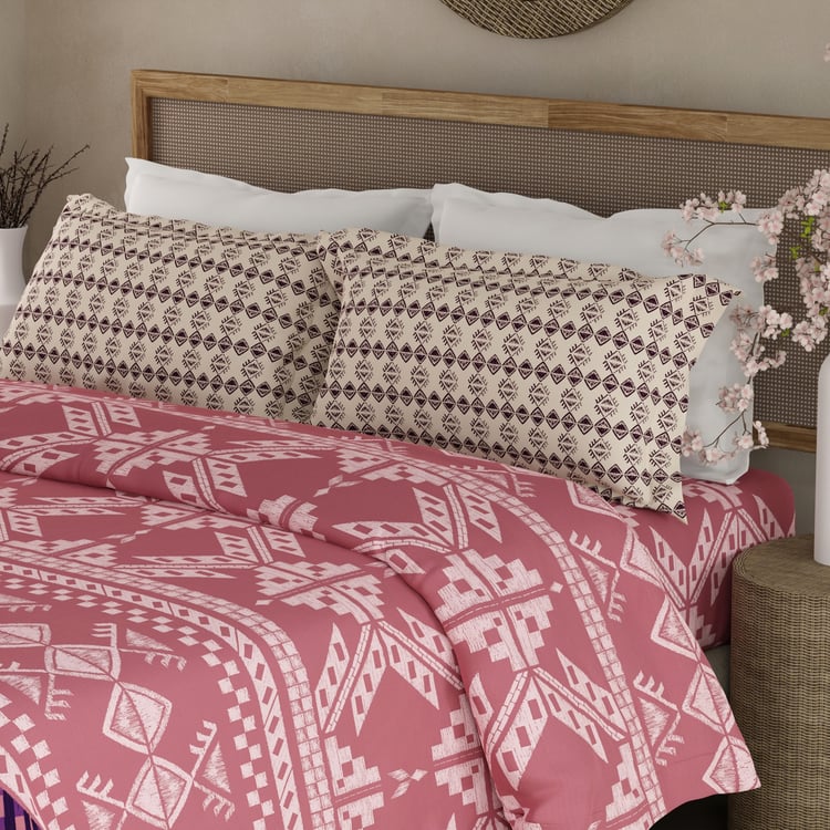 BOUTIQUE LIVING Valatia Gypsy Cotton 200TC Ethnic Print 3Pcs Super King Bedsheet Set