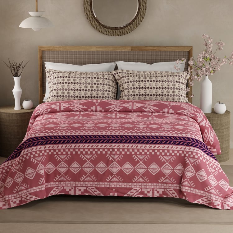 BOUTIQUE LIVING Valatia Gypsy Cotton 200TC Ethnic Print 3Pcs Super King Bedsheet Set