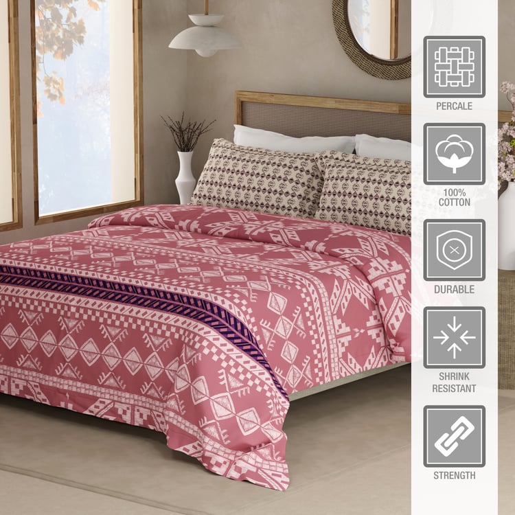 BOUTIQUE LIVING Valatia Gypsy Cotton 200TC Ethnic Print 3Pcs Super King Bedsheet Set