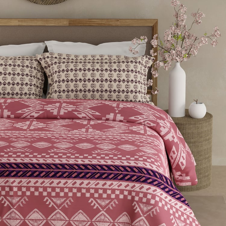 BOUTIQUE LIVING Valatia Gypsy Cotton 200TC Ethnic Print 3Pcs Super King Bedsheet Set