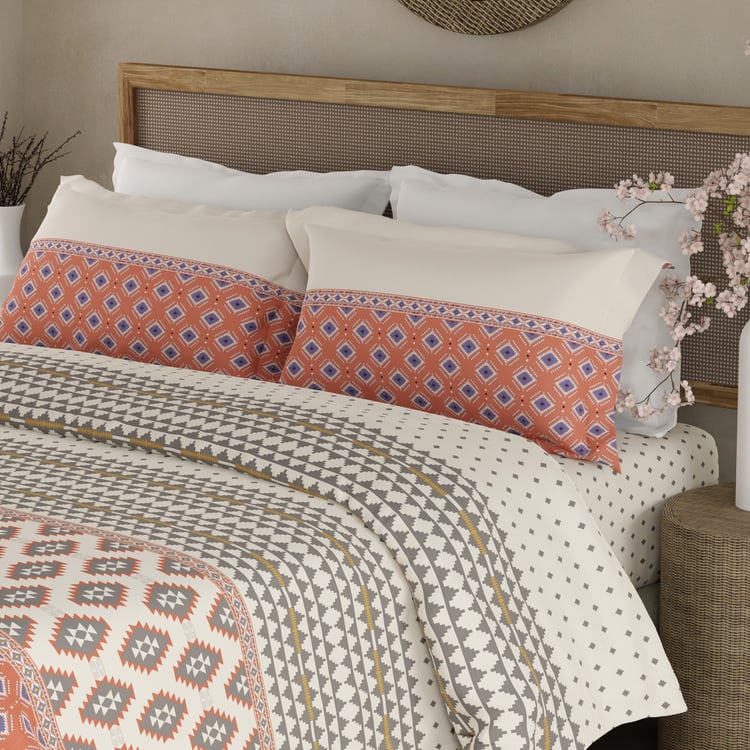 BOUTIQUE LIVING Valatia Gypsy Cotton 200TC Ethnic Print 3Pcs Super King Bedsheet Set