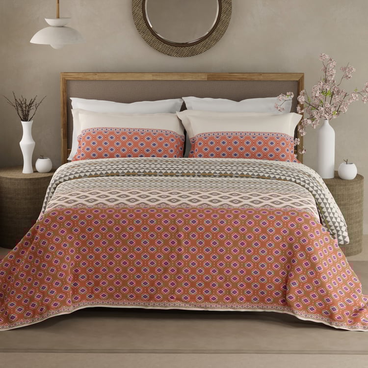 BOUTIQUE LIVING Valatia Gypsy Cotton 200TC Ethnic Print 3Pcs Super King Bedsheet Set