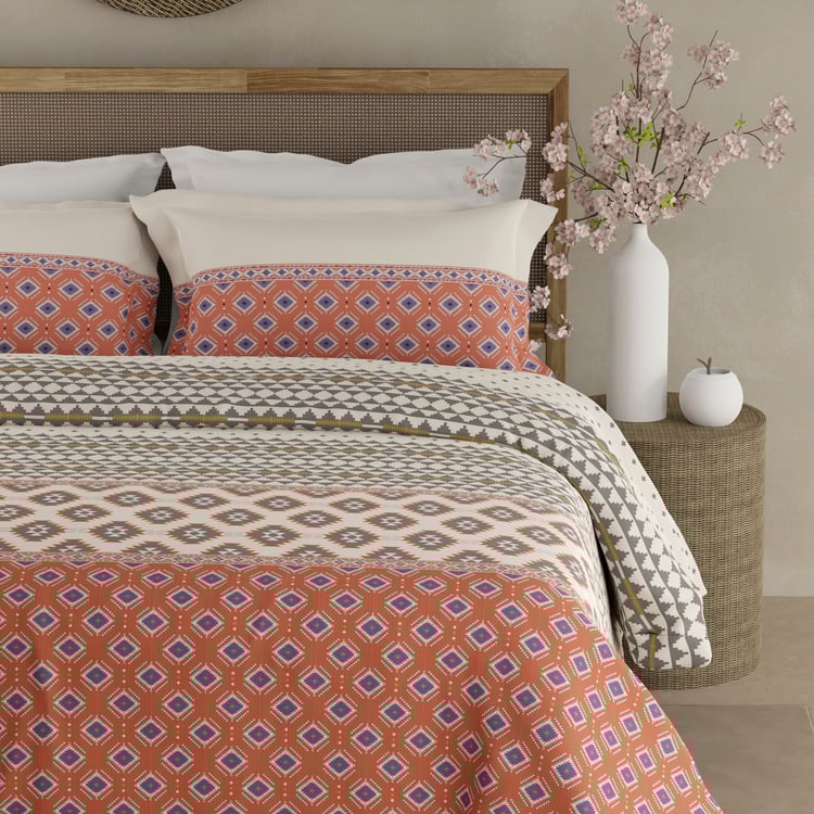 BOUTIQUE LIVING Valatia Gypsy Cotton 200TC Ethnic Print 3Pcs Super King Bedsheet Set