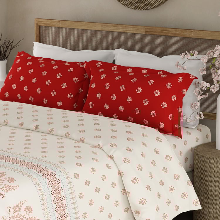 BOUTIQUE LIVING Valatia Gypsy Cotton 200TC Ethnic Print 3Pcs Super King Bedsheet Set