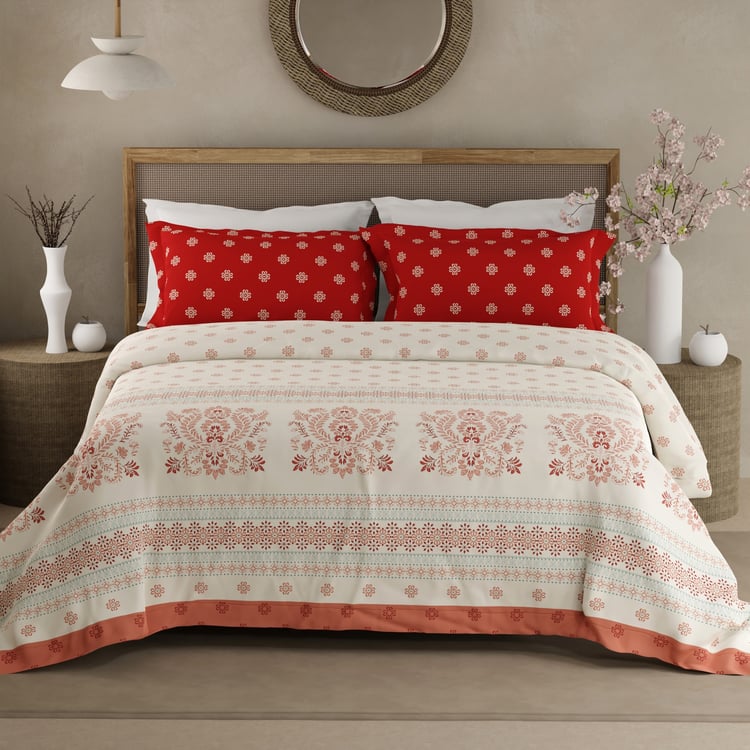 BOUTIQUE LIVING Valatia Gypsy Cotton 200TC Ethnic Print 3Pcs Super King Bedsheet Set