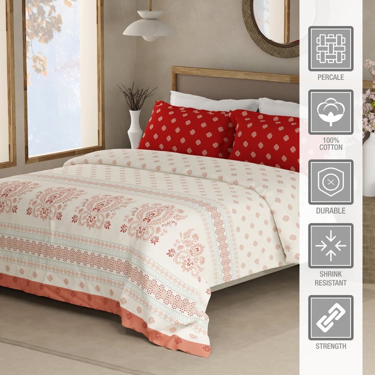 BOUTIQUE LIVING Valatia Gypsy Cotton 200TC Ethnic Print 3Pcs Super King Bedsheet Set