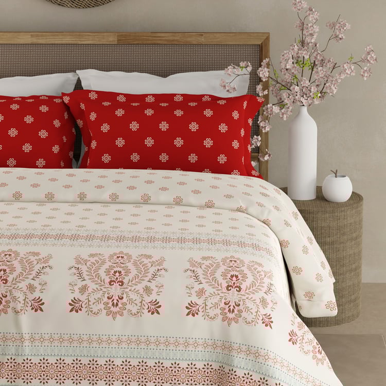 BOUTIQUE LIVING Valatia Gypsy Cotton 200TC Ethnic Print 3Pcs Super King Bedsheet Set