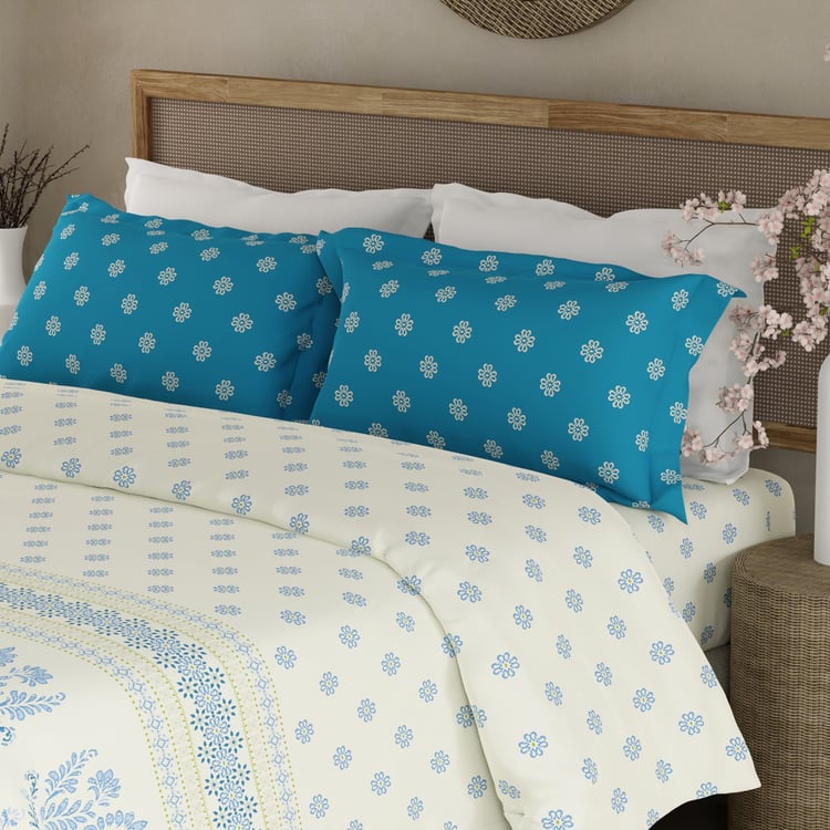 BOUTIQUE LIVING Valatia Gypsy Cotton 200TC Ethnic Print 3Pcs Super King Bedsheet Set