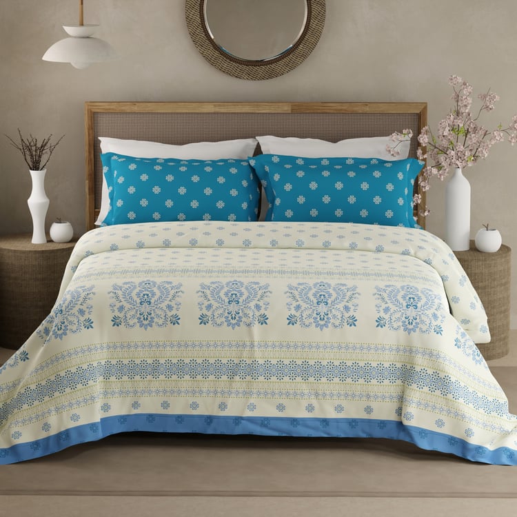 BOUTIQUE LIVING Valatia Gypsy Cotton 200TC Ethnic Print 3Pcs Super King Bedsheet Set