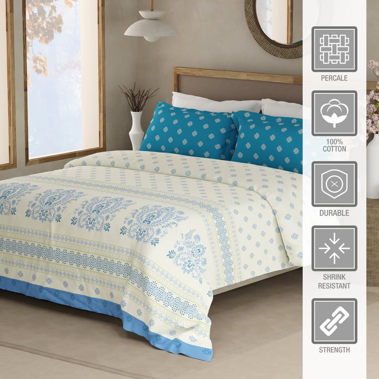 BOUTIQUE LIVING Valatia Gypsy Cotton 200TC Ethnic Print 3Pcs Super King Bedsheet Set