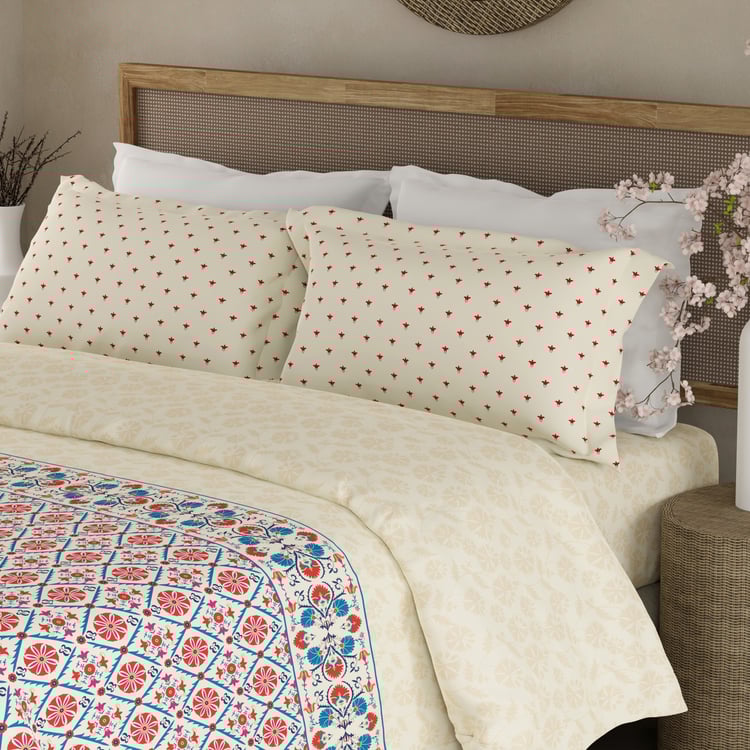 BOUTIQUE LIVING Valatia Gypsy Cotton 200TC Ethnic Print 3Pcs Super King Bedsheet Set