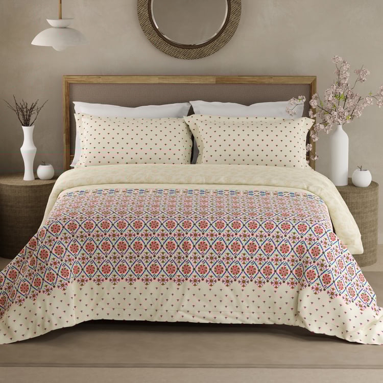 BOUTIQUE LIVING Valatia Gypsy Cotton 200TC Ethnic Print 3Pcs Super King Bedsheet Set