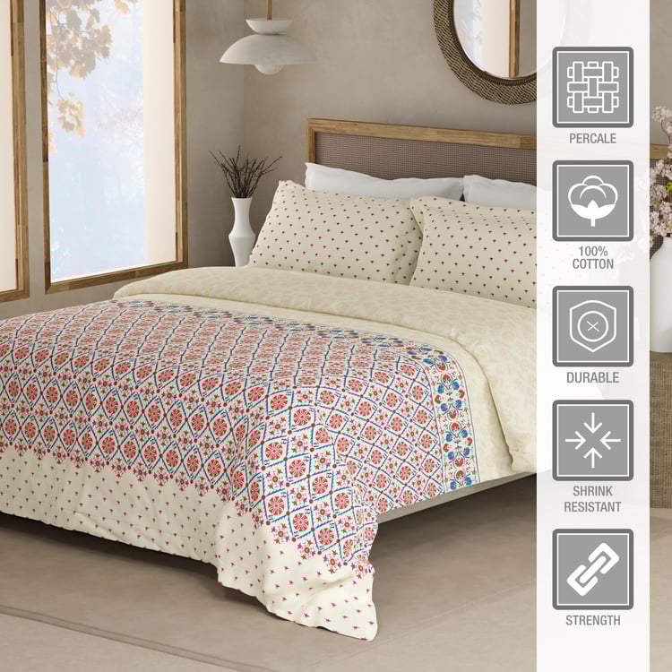 BOUTIQUE LIVING Valatia Gypsy Cotton 200TC Ethnic Print 3Pcs Super King Bedsheet Set