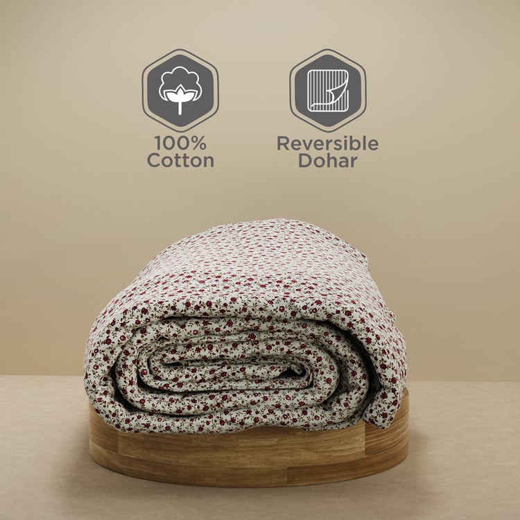 BOUTIQUE LIVING Haven Cotton Floral Print Reversible Double Dohar