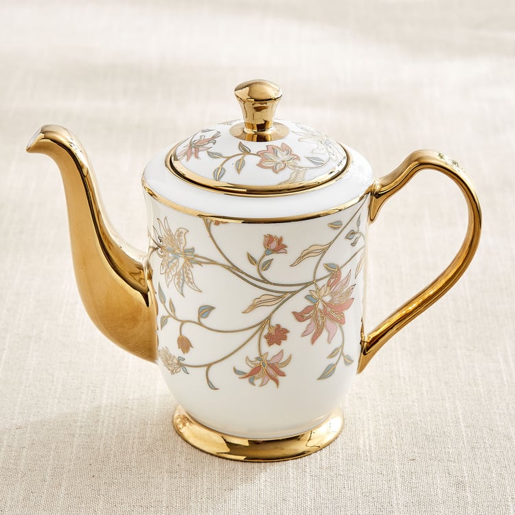 Ebony Floral 15Pcs Bone China Printed Tea Set
