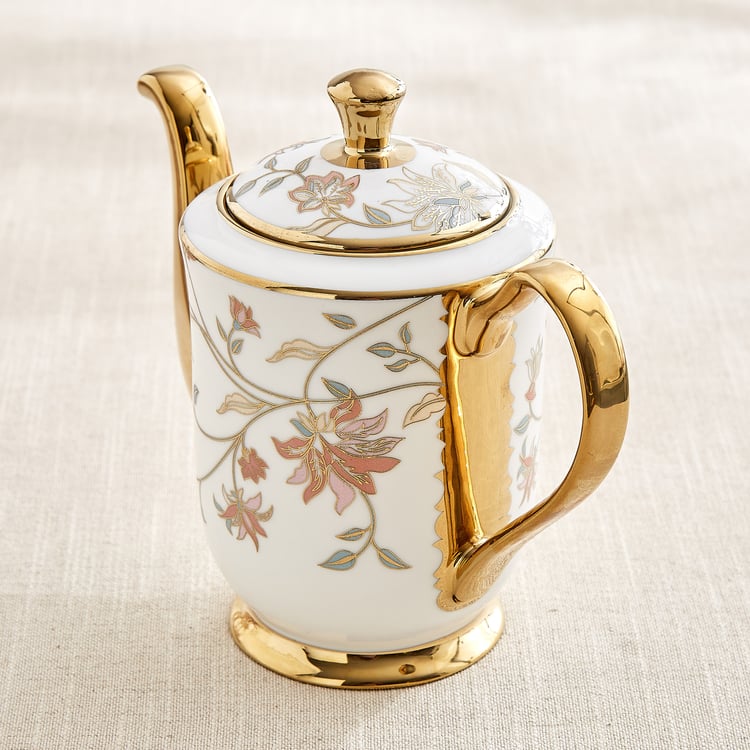 Ebony Floral 15Pcs Bone China Printed Tea Set