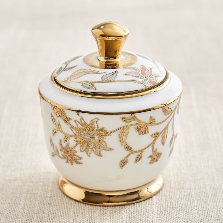 Ebony Floral 15Pcs Bone China Printed Tea Set