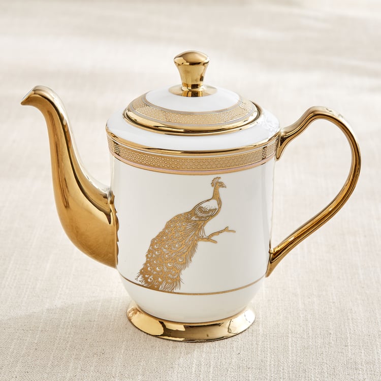 Ebony Peacock 15Pcs Bone China Printed Tea Set