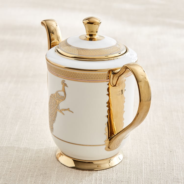 Ebony Peacock 15Pcs Bone China Printed Tea Set