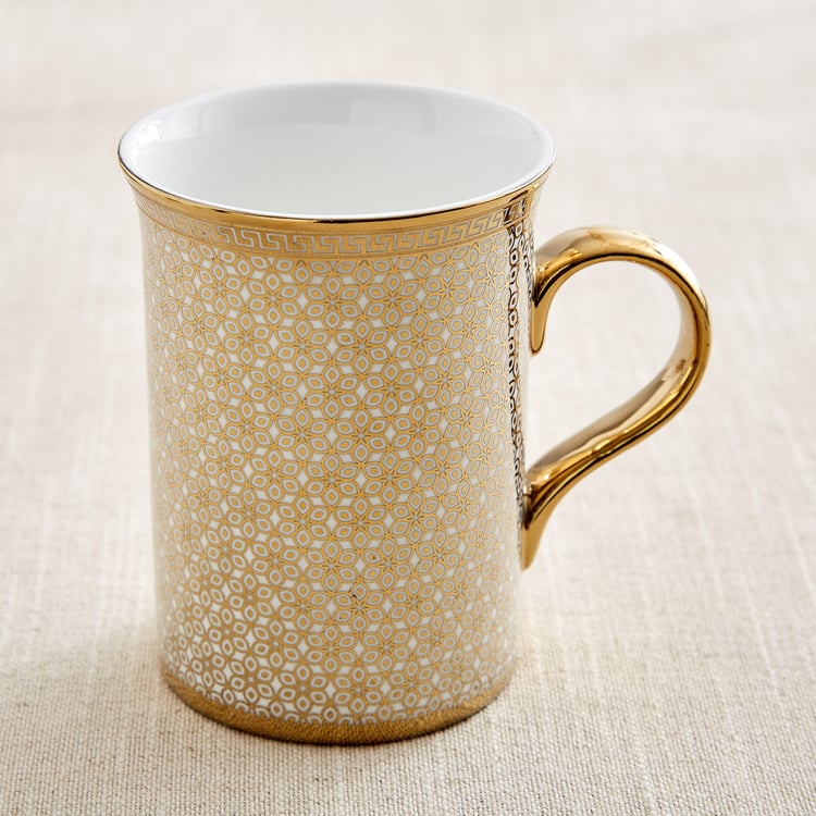 Ebony Classic Zing Set of 4 Bone China Printed Coffee Mugs - 390ml