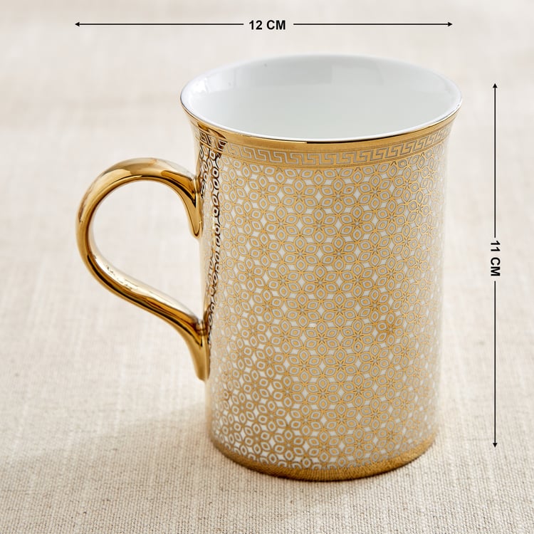 Ebony Classic Zing Set of 4 Bone China Printed Coffee Mugs - 390ml