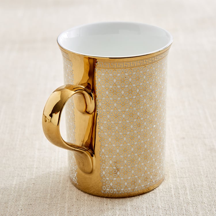 Ebony Classic Zing Set of 4 Bone China Printed Coffee Mugs - 390ml