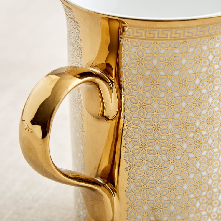 Ebony Classic Zing Set of 4 Bone China Printed Coffee Mugs - 390ml