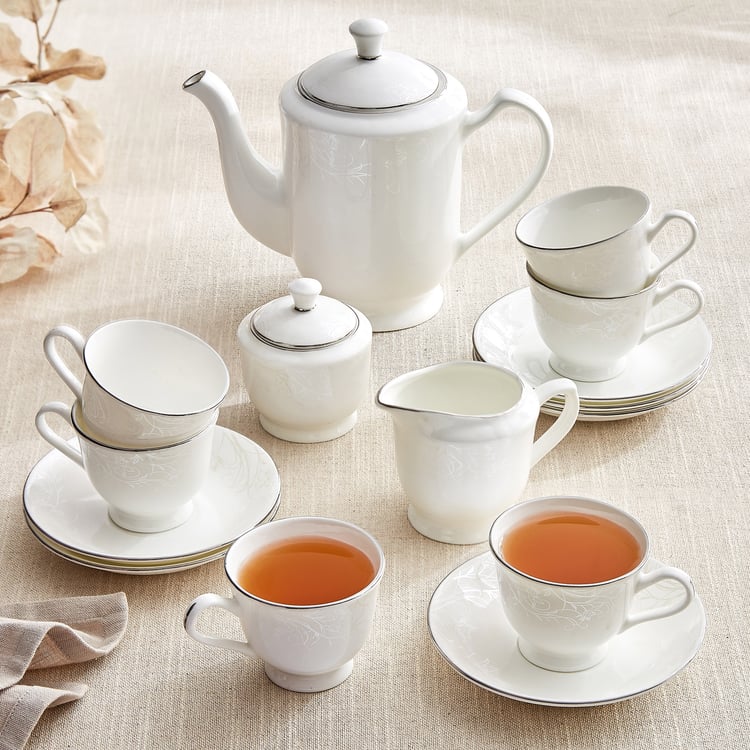 Ivory Zilver 15Pcs Bone China Printed Tea Set