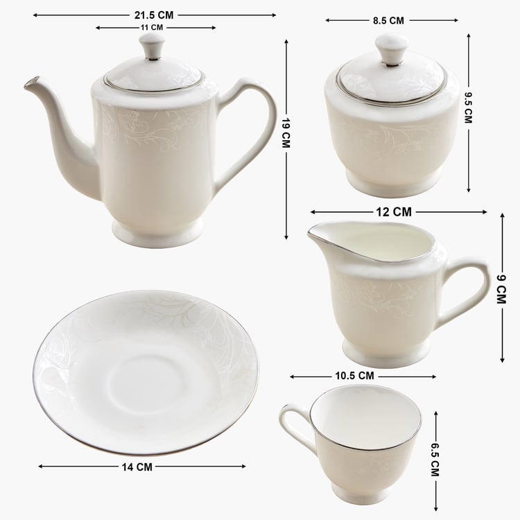 Ivory Zilver 15Pcs Bone China Printed Tea Set
