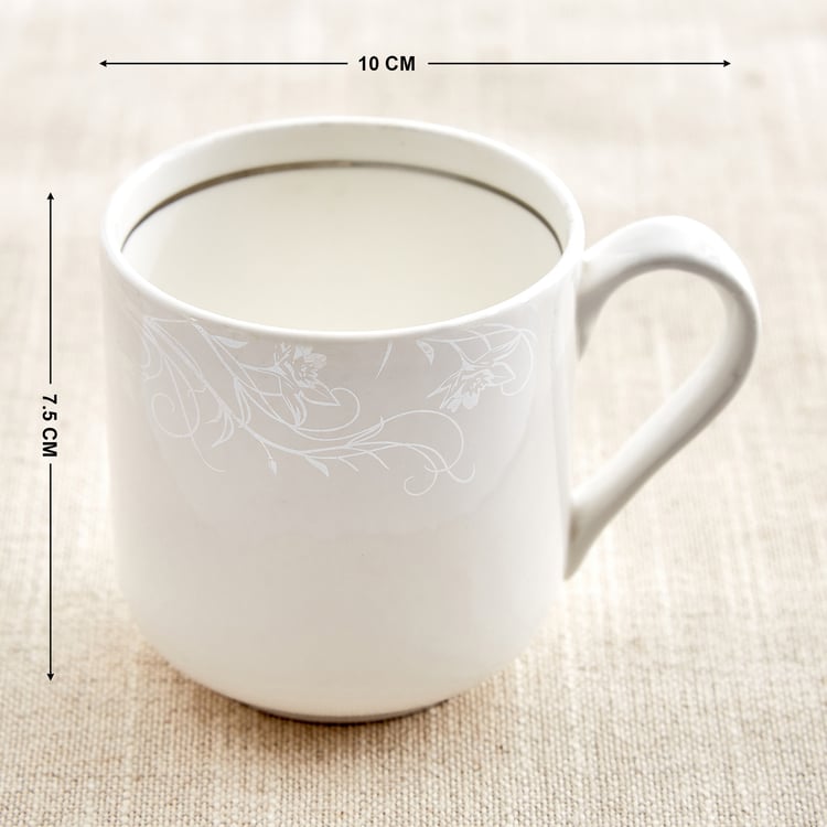 Ivory Zilver Crist Set of 6 Bone China Printed Coffee Mugs - 200ml
