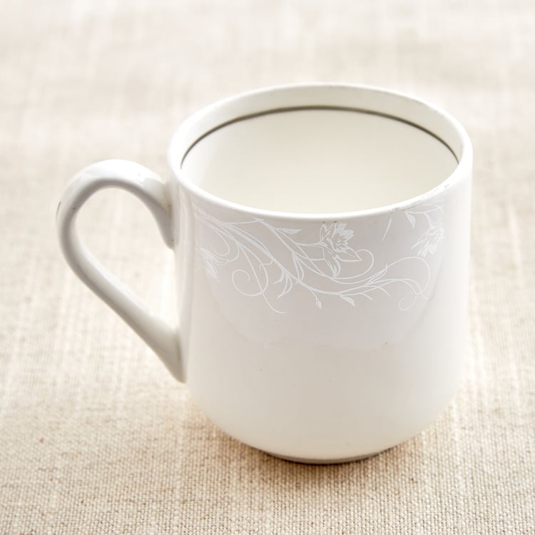 Ivory Zilver Crist Set of 6 Bone China Printed Coffee Mugs - 200ml