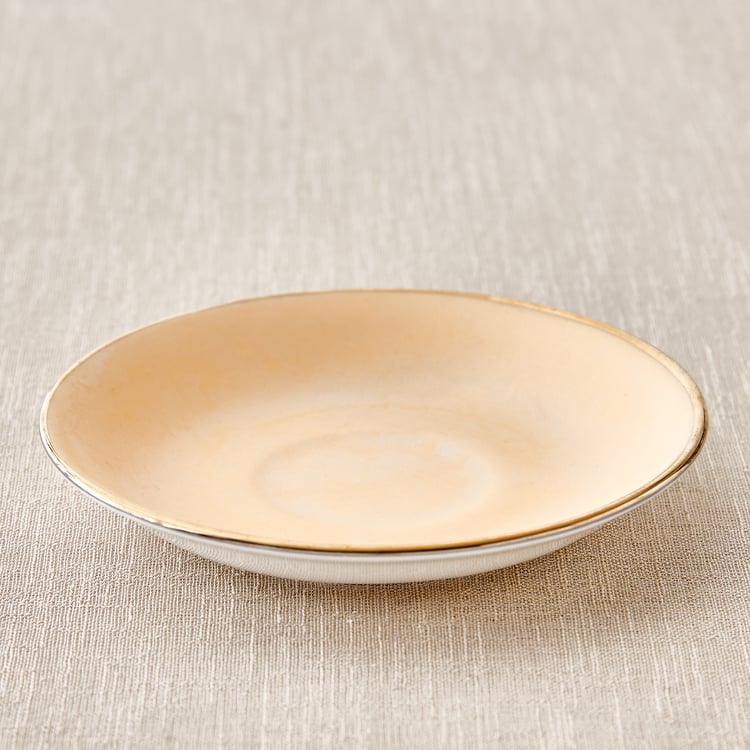 Mandarin Iris Hoja Set of 4 Bone China Printed Cup and Saucer -180ml