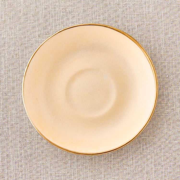 Mandarin Iris Hoja Set of 4 Bone China Printed Cup and Saucer -180ml
