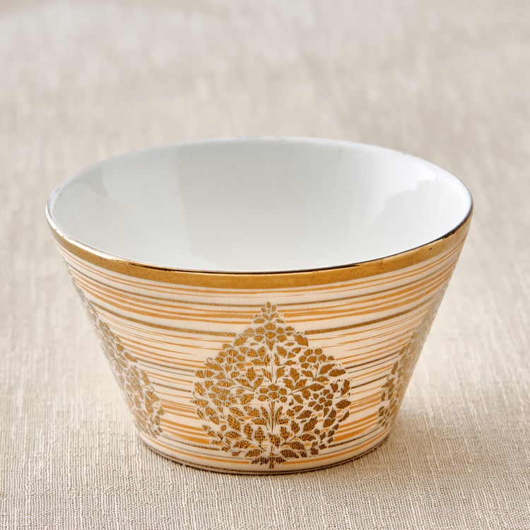Mandarin Iris Hoja Set of 3 Bone China Printed Serving Bowls - 320ml