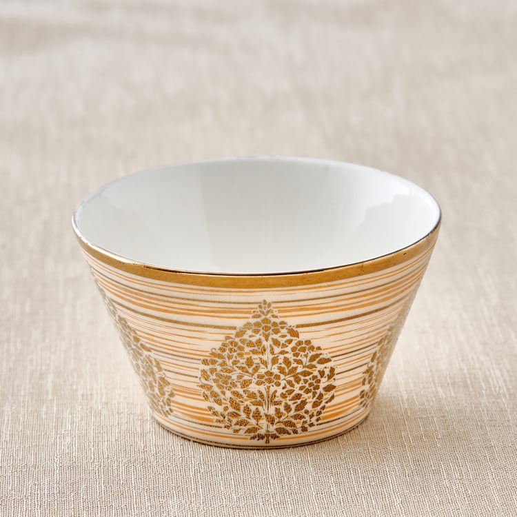 Mandarin Iris Hoja Set of 3 Bone China Printed Serving Bowls - 320ml